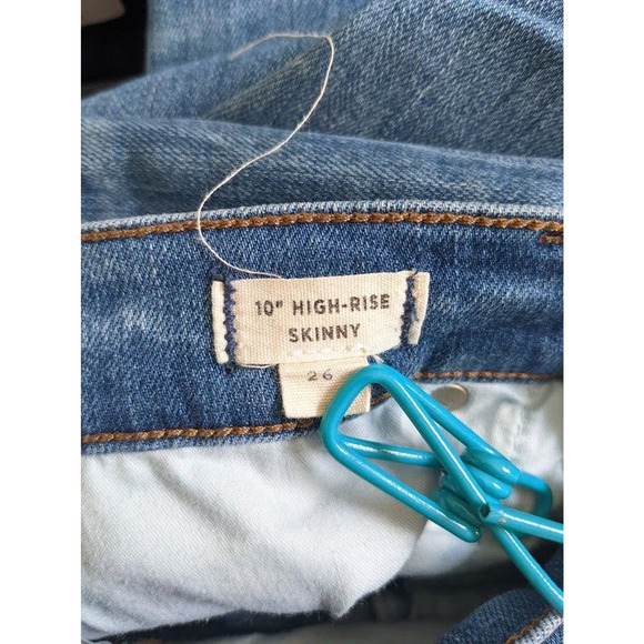 Madewell Womens Size 26 10" High Rise Skinny Jeans Blue Raw Hem Pockets Stretch - Picture 6 of 7
